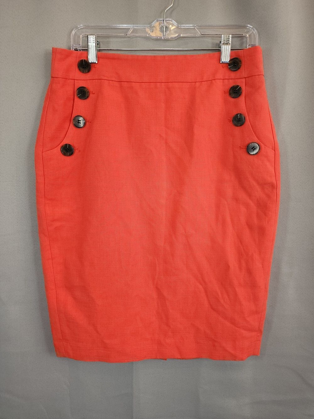 Ann Taylor Loft Coral Pencil Skirt with Button Accents